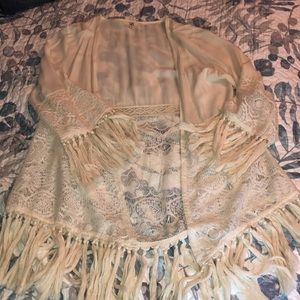 Off white very intricate cardigan with tassels
